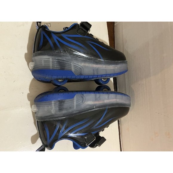 Jian Dian Light Up USB heelys  Kids Size 13.5 Black Blue sparkle Sneakers Shoes - Picture 5 of 7